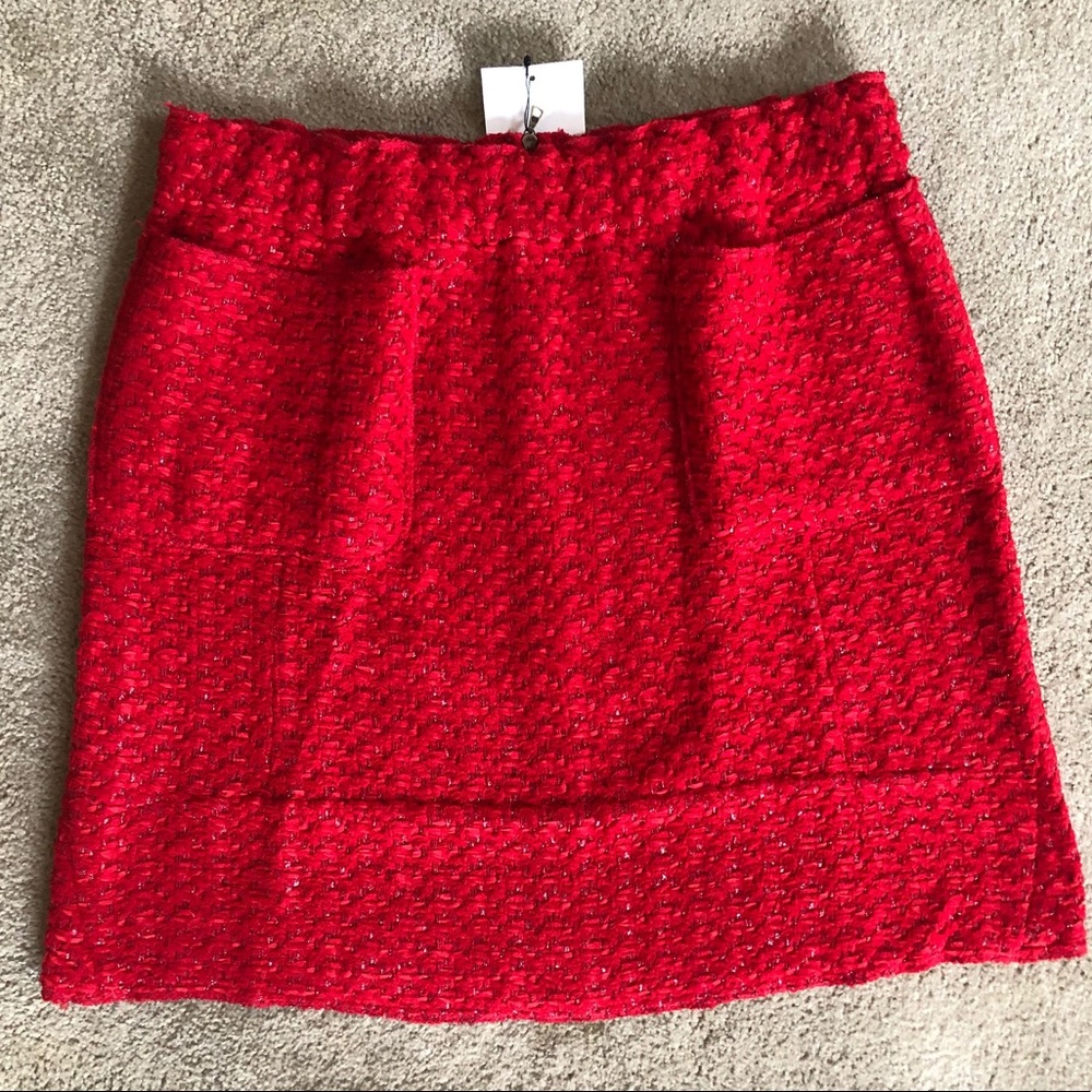 Marni red tweed tulle mini skirt